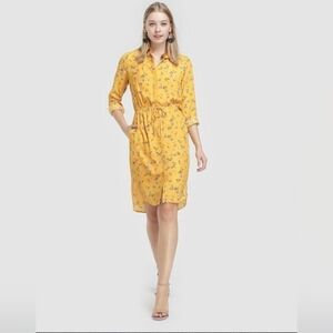Lar Floral Yellow Shirt Dress